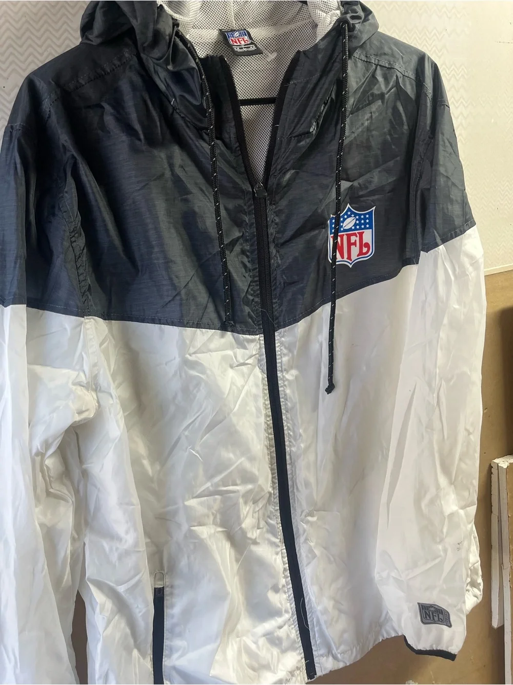 NFL Black and White Two-Tone Packable Windbreaker